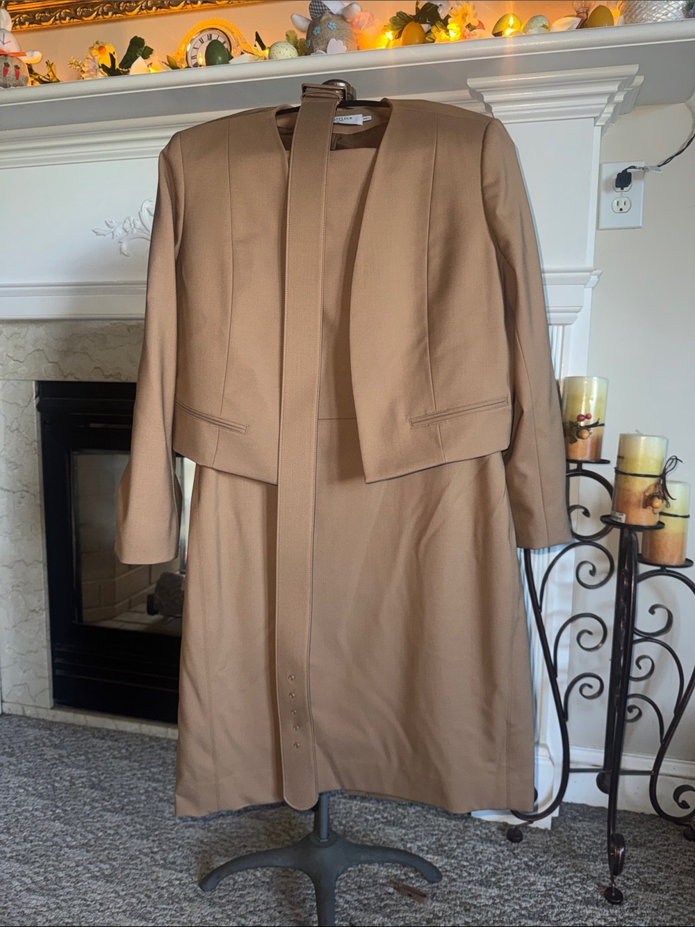 MM. LaFleur Camel Two-Piece Trench Coat with Cropped Jacket